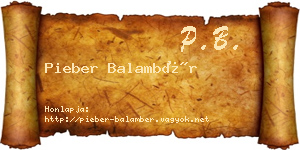 Pieber Balambér névjegykártya